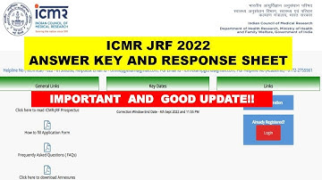 OFFICIAL ANSWER KEY FOR ICMR JRF EXAM 2022!!(RELEASE DATE)