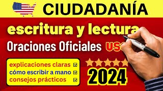 Examen de ESCRITURA y Examen de LECTURA para la ciudadanía (ORACIONES OFICIALES) INGLÉS y ESPAÑOL