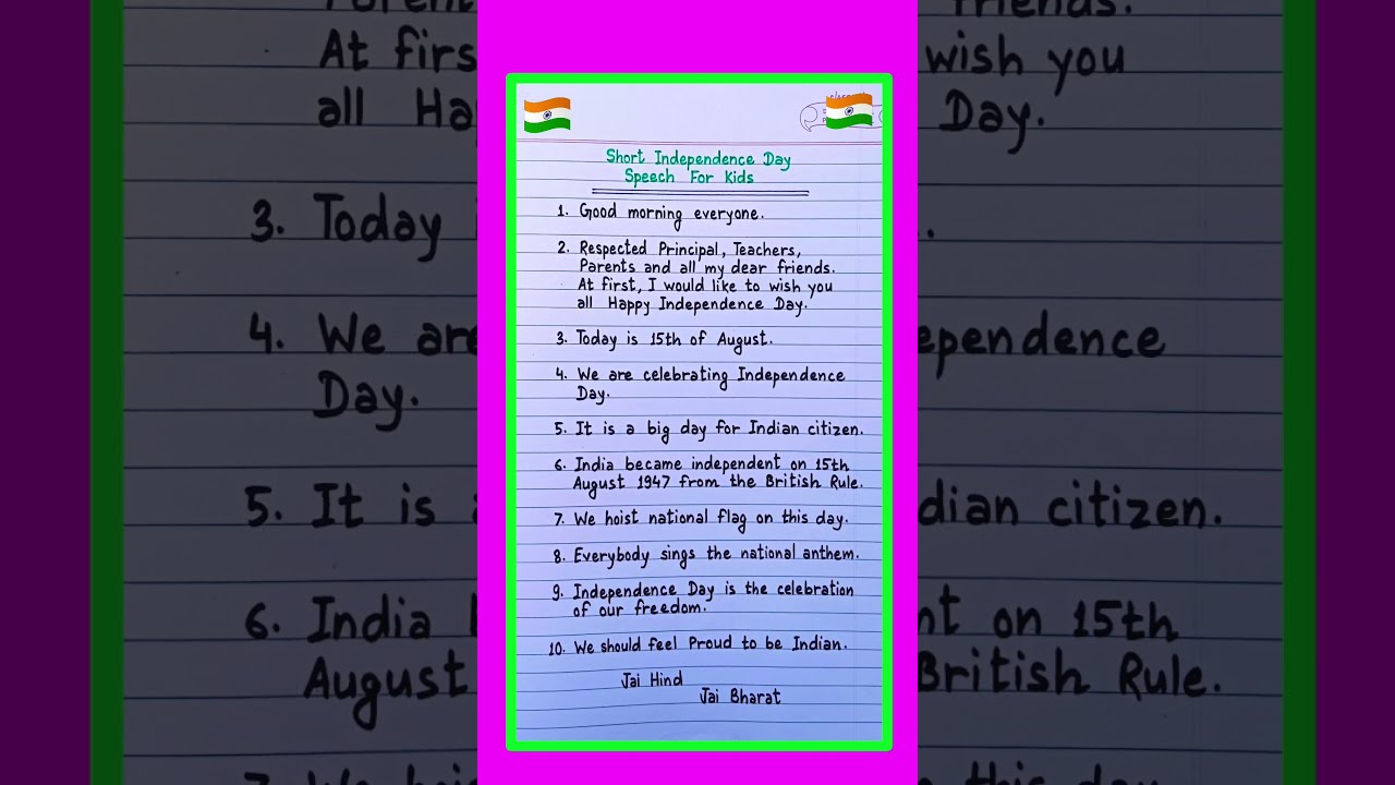 Short Speech On Independence Day In English 2025 15 August