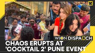 Chaos At Cocktail 2 Event Kriti Sanon Protects Rashmika As Fans Breach Barricades Wion Dispatch