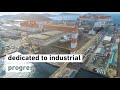 Droneseye view of nagasaki shipyard