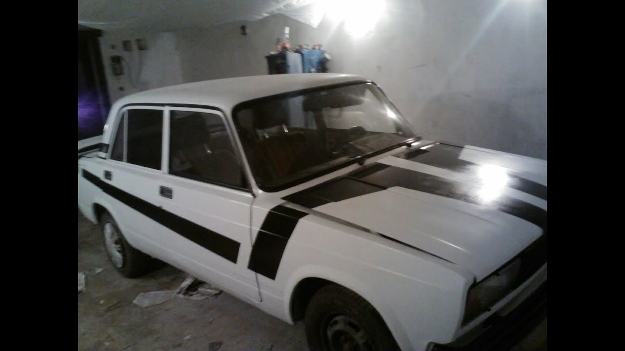Ваз 2105 Покраска, нанесение полос на кузов. - YouTube