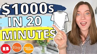 MAKE A BEST SELLING T-SHIRT IN 20 MINUTES for Etsy, Merch by Amazon & Redbubble: Make Money Online