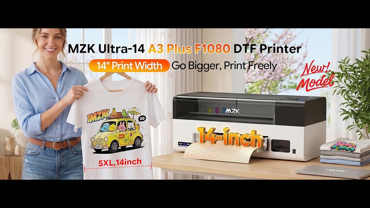 みっつページ MZK 14'' A3 Plus F1080 DTF Printer - YouTube
