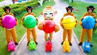 Five Little Monkey Song with Basketballs