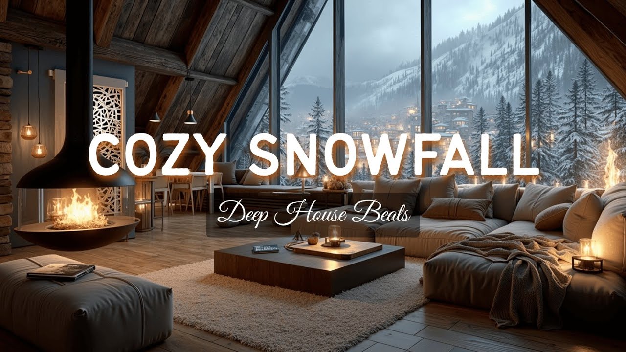 Дип-хаус у камина, уютная снежная атмосфера и музыка для учебы