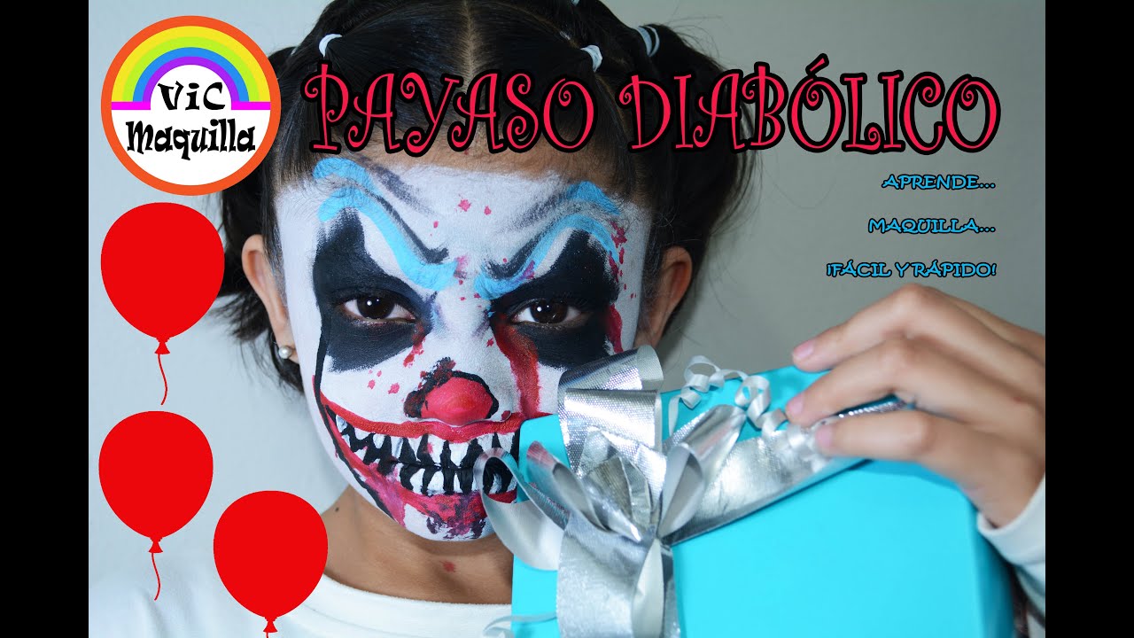 Cómo maquillar de PAYASO DIABÓLICO, PARA TODOS, paso a paso/Pintacaritas, image size:1280x720