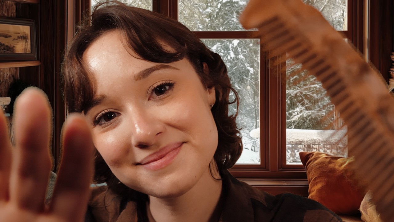 ASMR Allow Me to Pamper You 💚 Snowy Winter Cabin ☃️ Hair Care, Scalp Massage, Skin Care