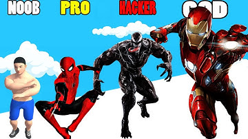 NOOB vs PRO vs HACKER vs GOD in SuperHero Bridge Race 3D