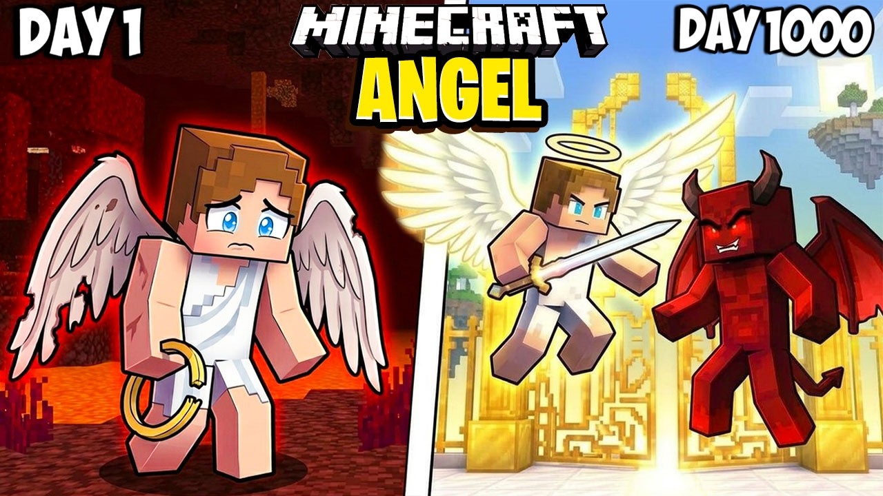 I Survived 1000 Days as an ANGEL in Minecraft - YouTube