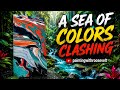 A sea of colors clashing for attention|paintingwithroosevelt