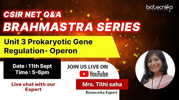 Brahmastra Series CSIR NET Unit 3 Prokaryotic Gene  Regulation- Operon
