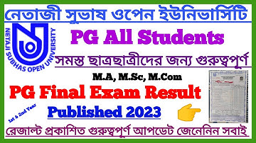 NSOU PG Final Exam Result Published 2023 Important Update