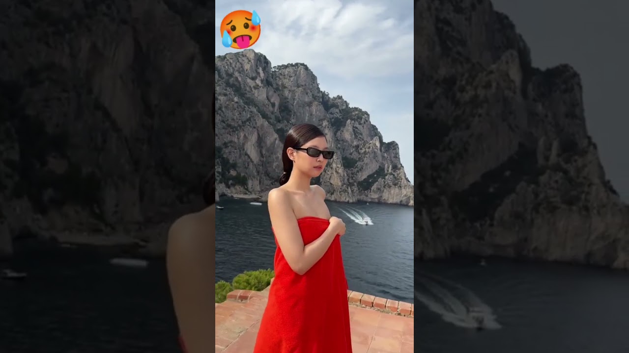 Jennie In Red Towel♥️♥️🤌🥵Jennie x Jacquemus 