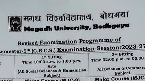 Magadh University 5th Semester Exam Date 2023-27 Out/MU 5th Sem. Exam Routine Live Understand MUU...