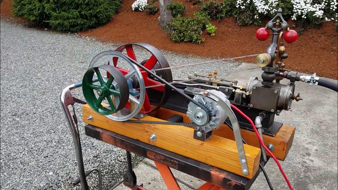 Steam engine and boiler whistle alternator off grid American Steam