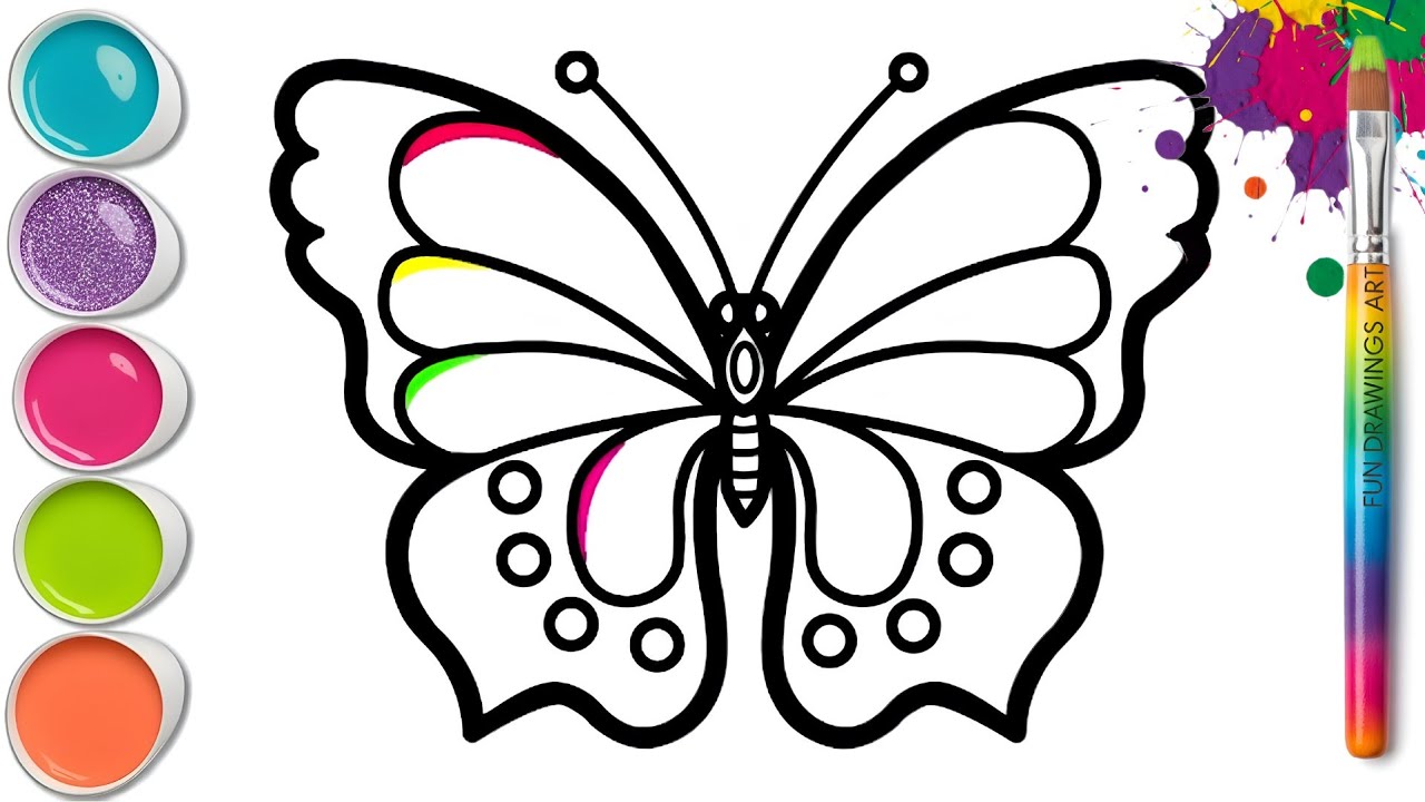 Рисунок красочной бабочки 🌈🦋 Рисуем и раскрашиваем легко и пошагово