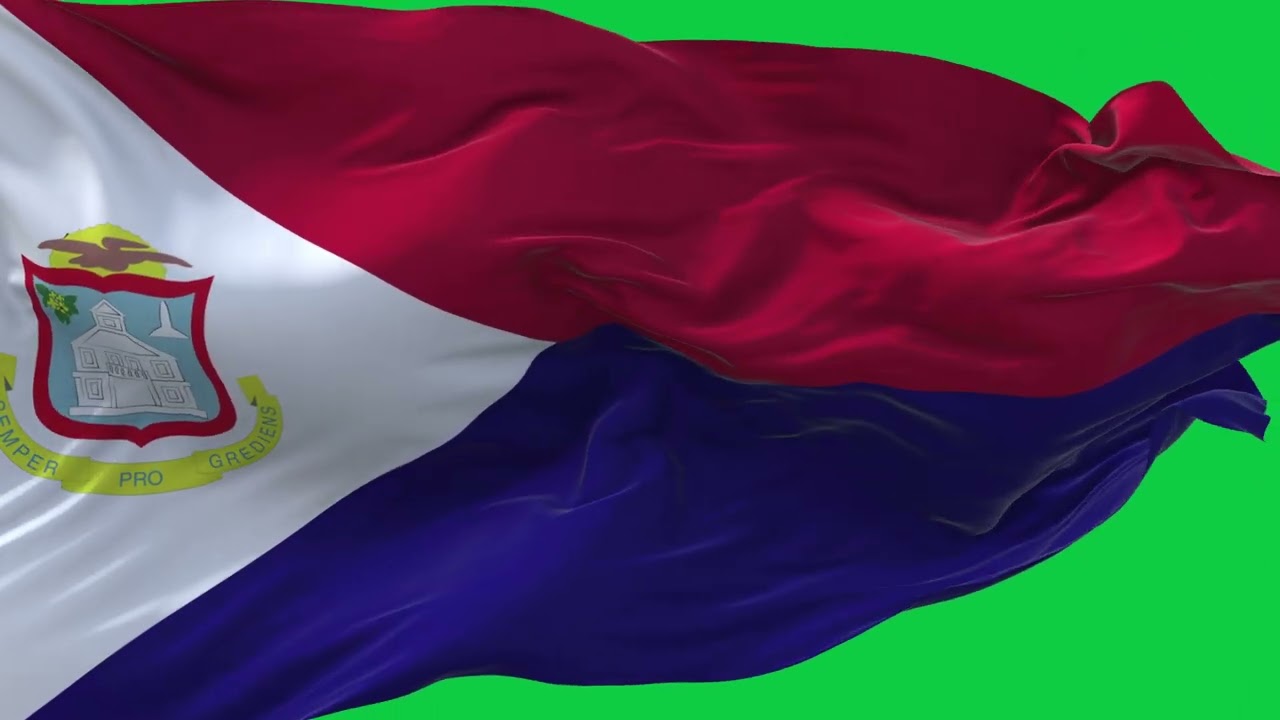 🚩Saint Martin Flag Waving | GREEN SCREEN & CHROMA MATTE🚩