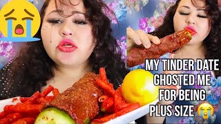 My tinder date Ghosted me for being PLUS SIZE 😭😭😭 MUKBANG