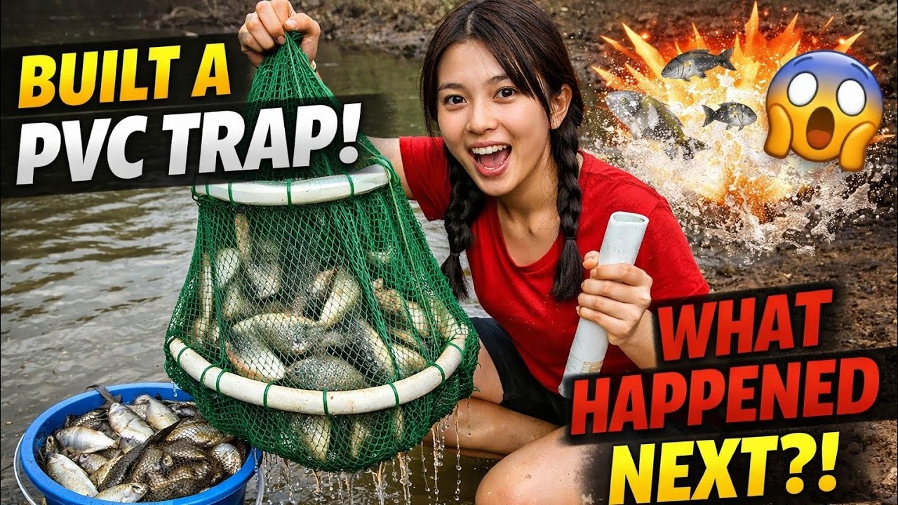 She Built a Trap from PVC… What Happened Next Shocked Everyone#fishing 