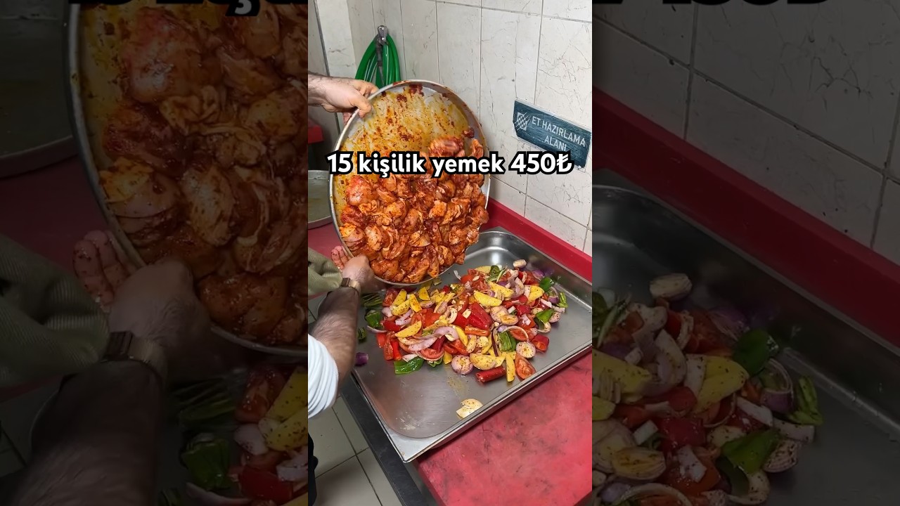 15 kişilik yemeği 450₺ ye yaptı #yemek #tavuk