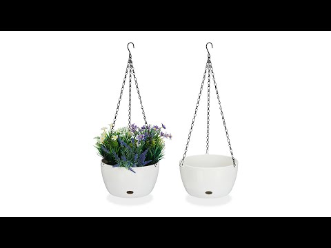 Vasi Sospesi Autoirriganti 25,4 Cm (2 Pezzi) – Fioriere Con Serbatoio Da 1,1L, Per Interni/Esterni, Bianco Opaco, Corda Regolabile - 2