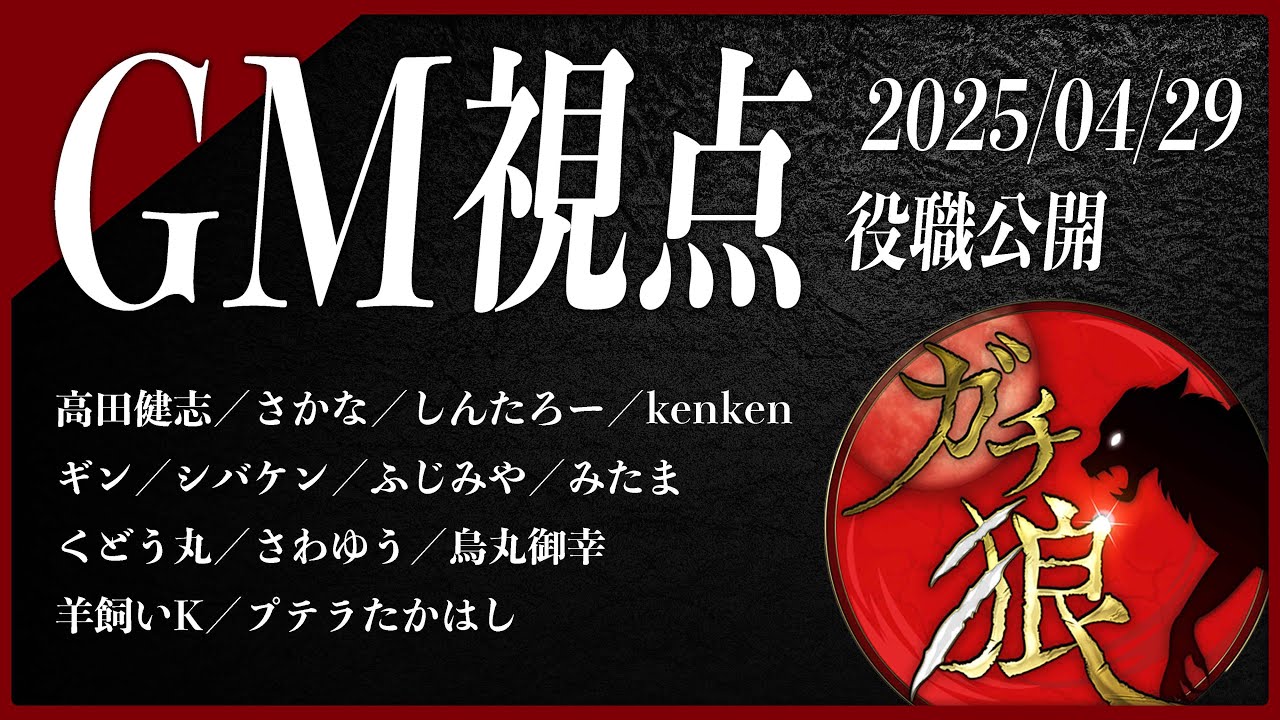 【第13回】#ガチ狼 Season3／GM 髙橋ヨスガ視点 【ZOOM人狼 高田健志さん主催】