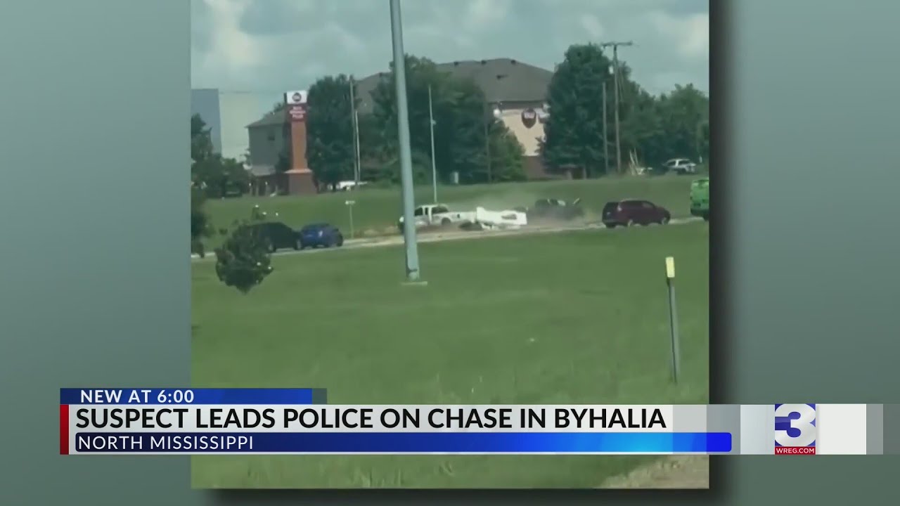 Suspect leads police on chase in Byhalia - YouTube