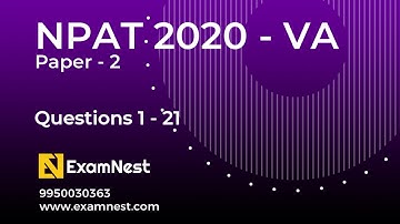 NPAT 2020 | Paper 2 | VA Question 1 to 21 | Previous Year Paper | NPAT Original | IPMAT Prep | CUET