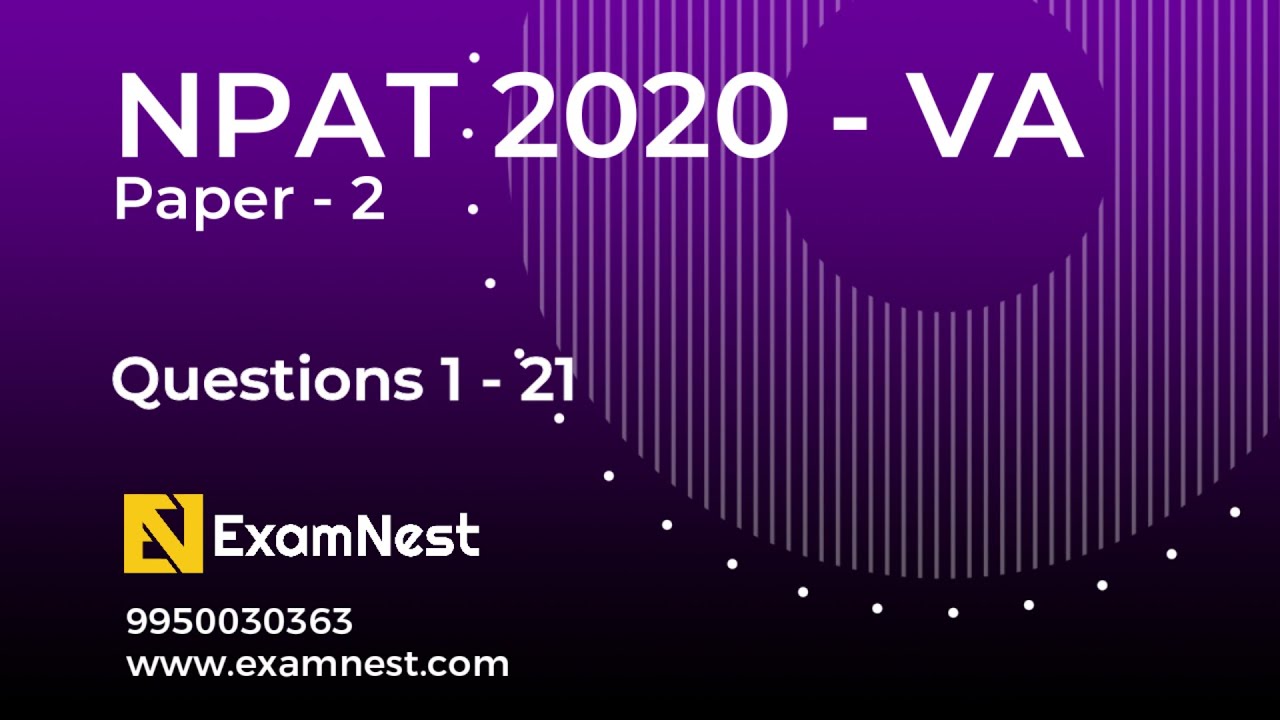 NPAT 2020 | Paper 2 | VA Question 1 to 21 | Previous Year Paper | NPAT Original | IPMAT Prep | CUET