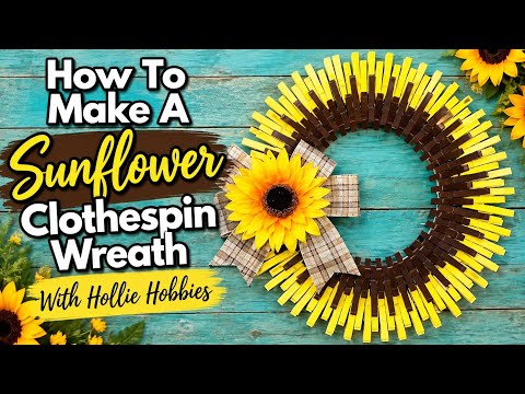Fall Wreath Ideas/DIY Clothespin Sunflower Wreath/ DIY Flower Wreath/ Fall Wreath Ideas/ Fall Wreath