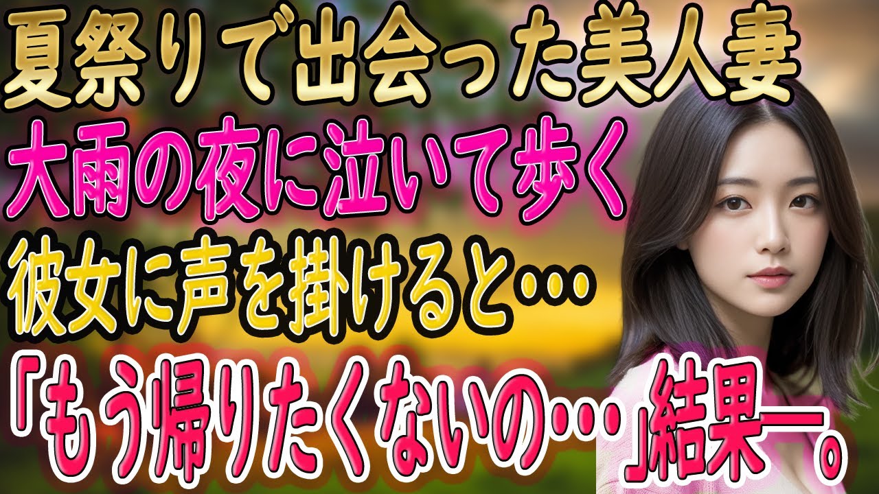 【馴れ初め 感動】町内会の祭りで出会った美しい団地妻に一目惚れした俺。大雨の日に泣きながら歩く彼女を引き止め自宅に招くと彼女は「今夜泊めて」と言ってきて…【朗読】