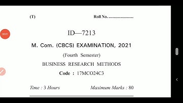 2021 Business research methods mcom sem 4  Question paper  gurugram university mdu |