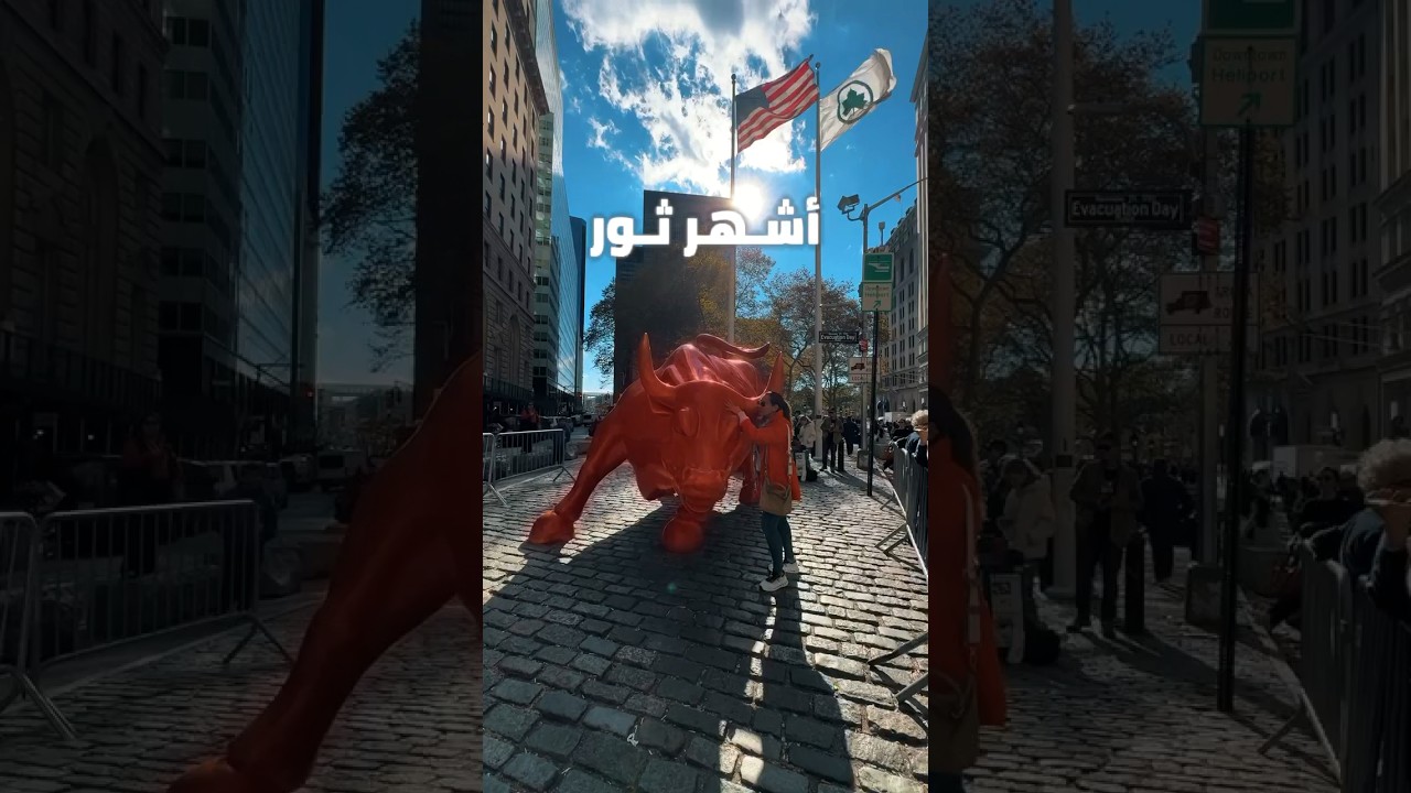 تمثال وول ستريت الشهير…بس ليه الناس كلها بتلمسه؟🤔🐂
