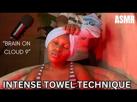 ASMR✨FAST & AGGRESSIVE HEAD MASSAGE USING THE TOWEL TECHNIQUE + BUBBLE GUM CHEWING SOUNDS *Tingles*