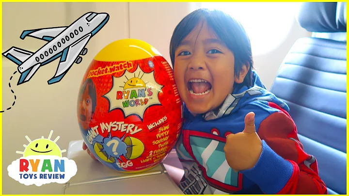 Ryan Opening Giant Surprise Egg Toy on the airplan...