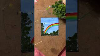 Wonderful Blueish Sky &amp; Rainbow #scenery Painting With #gouache 🎨🖌️🌈 #art #drawing #shorts