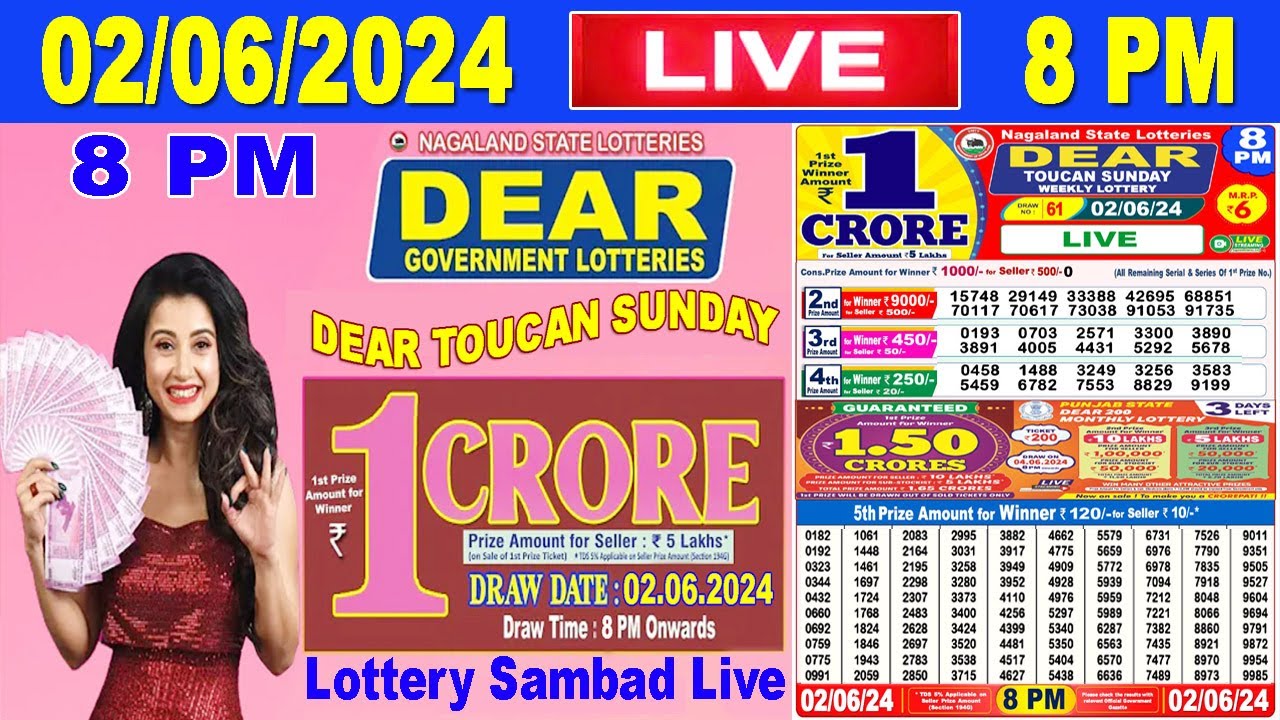 Lottery live dear lottery live 8PM result today 02.06.2024 nagaland lottery live