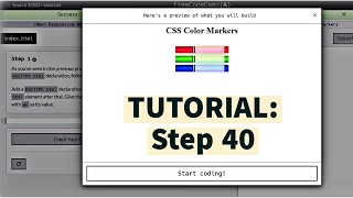 freeCodeCamp | Learn CSS color markers: step 40