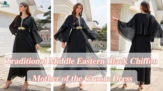 Traditional Middle Eastern Black Chiffon Mother Of The Groom Dress Zapaka 2022