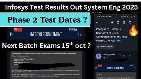 Infosys Test Results out 🤩 system engineer 2025| Infosys interview questions?| phase 2 dates ?