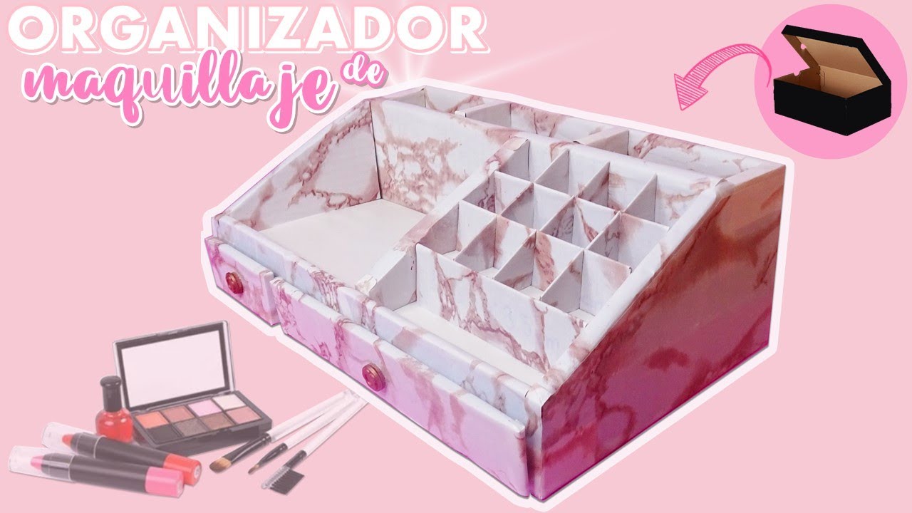organizador de maquillaje con caja de zapatos facil