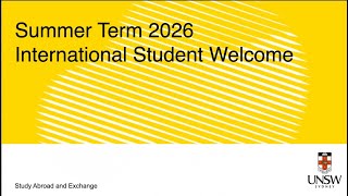 UNSW Exchange & Study Abroad Orientation Summer 2026