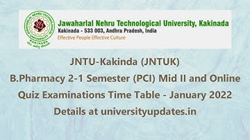JNTUK B.Pharmacy 2-1 Semester Mid II Exams Time Table - January 2022