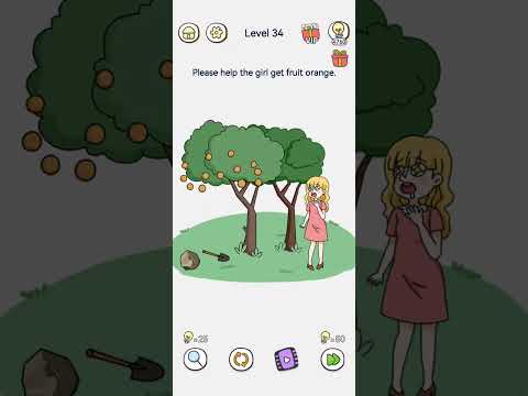 Brain Maze Level 34 Please help the girl get fruit orange.