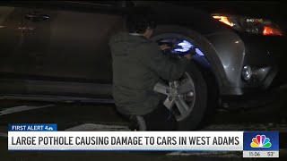 Large pothole damages multiple cars in West Adams
