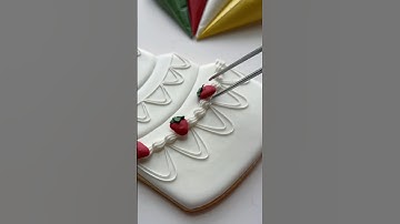 Strawberry cake cookie🎂 recipes and supplies linked in bio #cookiedecorating #oddlysatisfying #asmr