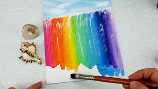 waterfall rainbow painting easy simple challenge daily