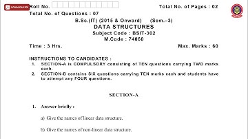BSC IT 3RD SEM DATA STRUCTURES MAY 2019 | PTU