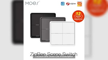 MOES 4 Gang Tuya ZigBee Wireless 12 Scene Switch Push Button Controller Battery Powered Automation S